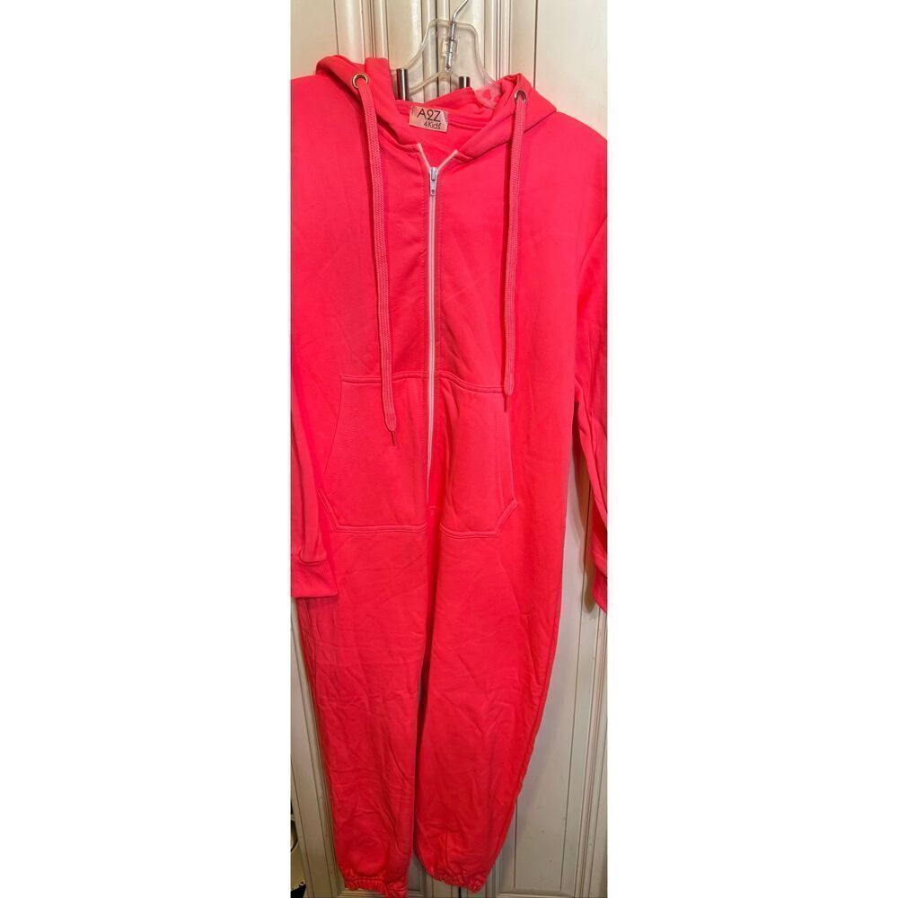 A2Z For Kids Girls Full Zip Hooded One Piece Jumpsuit Hot Pink Size 11-12